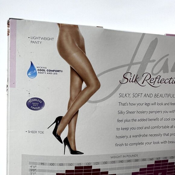 Hanes Silk Reflections Silky Sheer Non-Control Top Style Q00715 Jet Size EF - Picture 4 of 7
